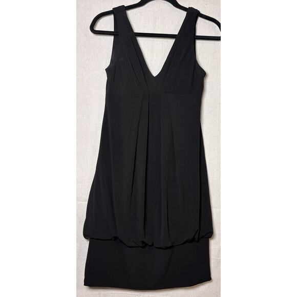 Eliza J Dresses & Skirts - Eliza J Dress Womens 6 Black Missy Mini Pleated V Neck Drape Back Sleeveless